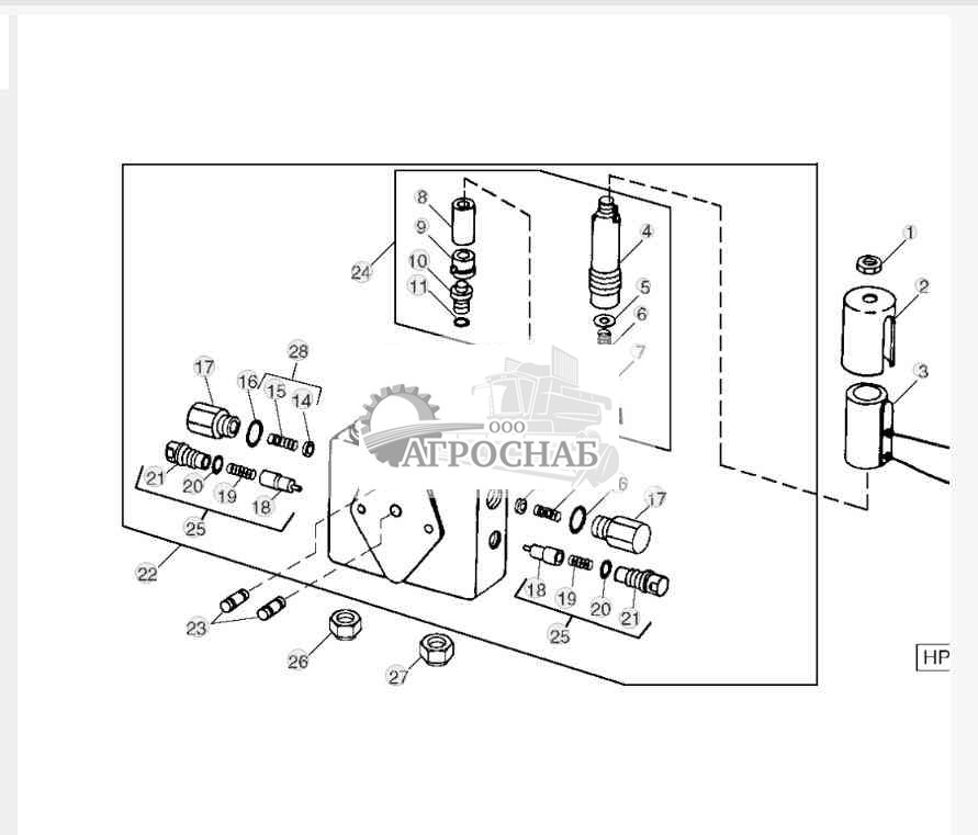 SOLENOID CONTROL VALVE FOR AUGER SWING, REEL FOREAFT, LATERAL TILT 